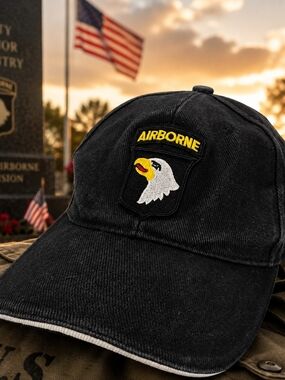 101st Airborne Screaming Eagle Black Adjustable Military Hat
